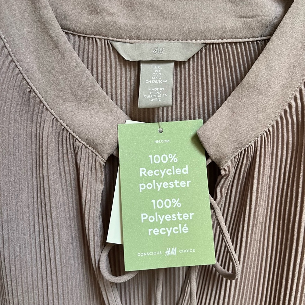 H&M Taupe Pleated Blouse - Picture 2 of 5